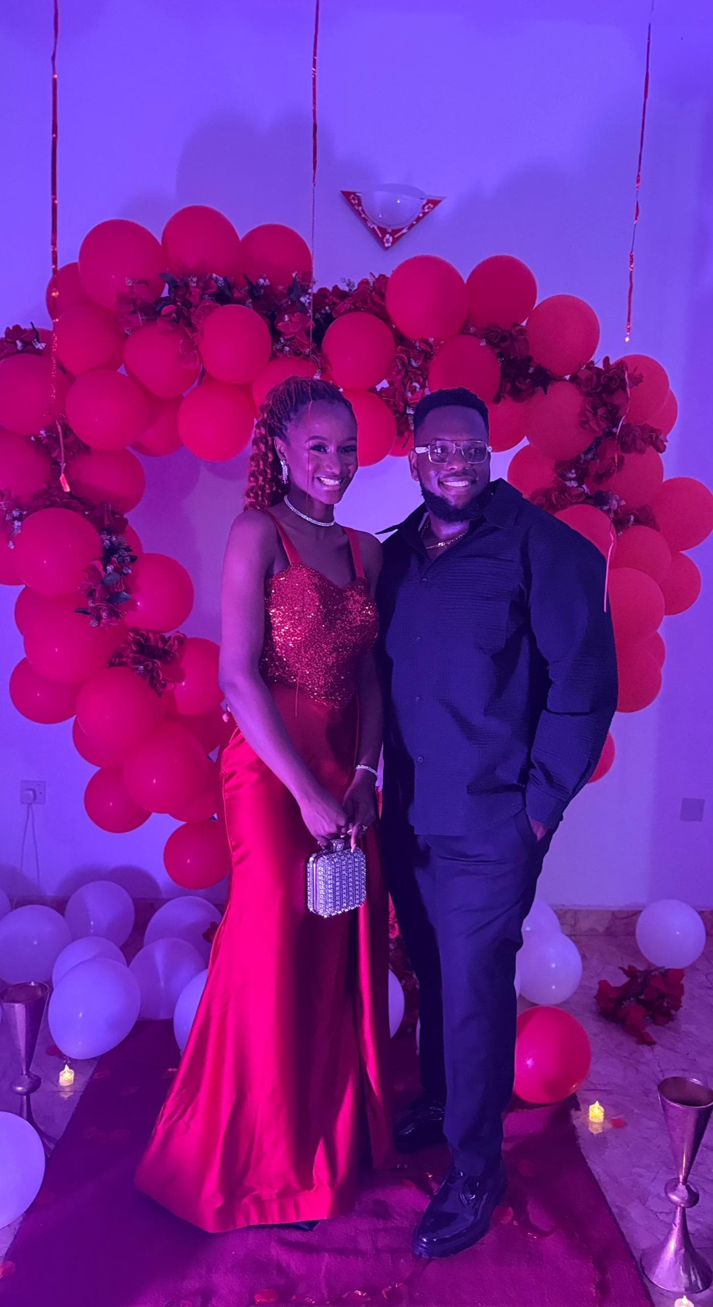 Gabrielle and Ifeanyi at their proposal celebration
